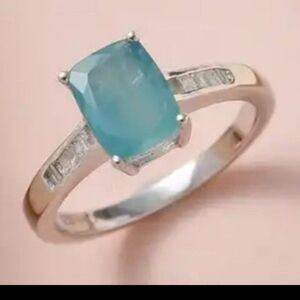 New Grandiderite Solitaire and Diamond band Ring in Platinum Plating 1.80ctw